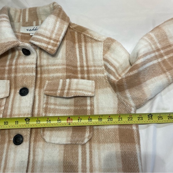 Sebby Shacket Shirt Jacket Plaid Button Up Coat Medium Preppy Academia Winter - Picture 5 of 16